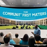 지방재정 전문가와 공공 정책의 연계성 - A vibrant city hall meeting scene in a modern American town, showcasing diverse community members ac...