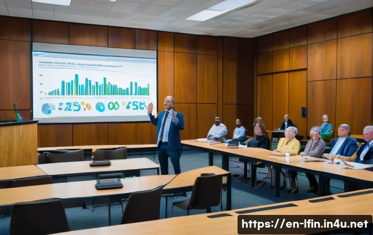 지방재정 운영 시스템 활용법 - A vibrant community town hall meeting in a modern municipal building, diverse group of citizens acti...